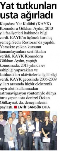 KAYK 3. Yıl Aile Yemeği ve Sertifika Töreni - Basında 04.01.2013